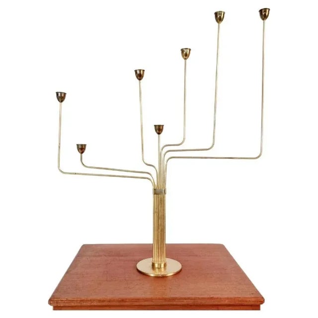 Vintage Danish Candelabra in Brass by Piet Hein, 1950s For Sale - Image 6 of 6