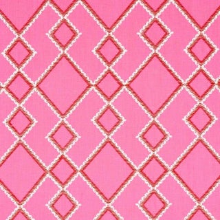 Schumacher Branson Embroidery Fabric in Pink For Sale