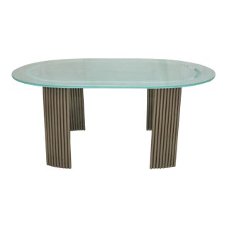 Mid 20th Century Reclaimed Art Deco Oblong Glass Top Dining Table For Sale