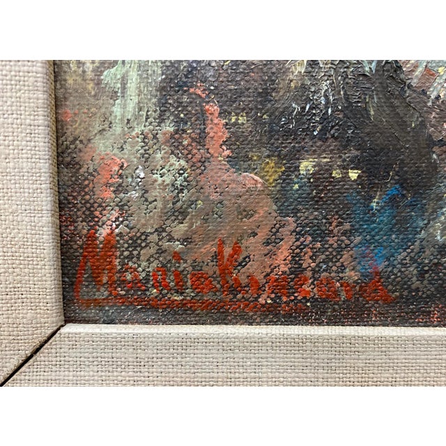 Impressionist Maria Kincaid "Mountain Village" Original Oil Painting C.1950 For Sale - Image 3 of 7