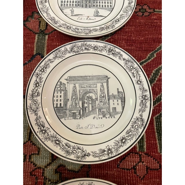 Set of 6 French Choisy Creamware Architectural Plates For Sale - Image 4 of 10