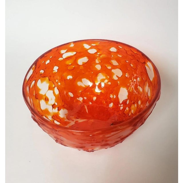 Fratelli Toso Early 1900s Murano Blown Glass Bowl Fratelli Toso Attributed to Hans Stoltenberg-Lerche Red Orange For Sale - Image 4 of 12