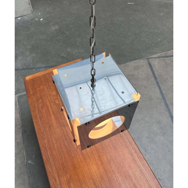 Mid-Century Modern Italian Space Age Cubo Metal and Glass Pendant Lamp from Tronconi, 1960s For Sale - Image 9 of 18