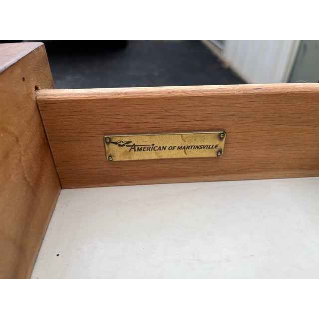 American of Martinsville 1970s American of Martinsville Faux Bamboo Writing Desk For Sale - Image 4 of 12