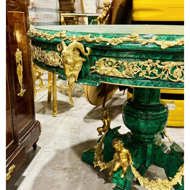 Beautiful French Rococo style dining table, with a refined green finish that evokes sophistication and freshness. The...