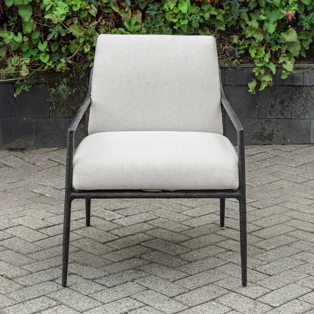 Metal Thayer Outdoor Upholstered Lounge Chair For Sale - Image 7 of 13