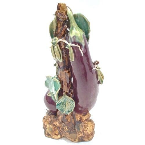 Realism Vintage Majolica Eggplant Sculpture For Sale - Image 3 of 8