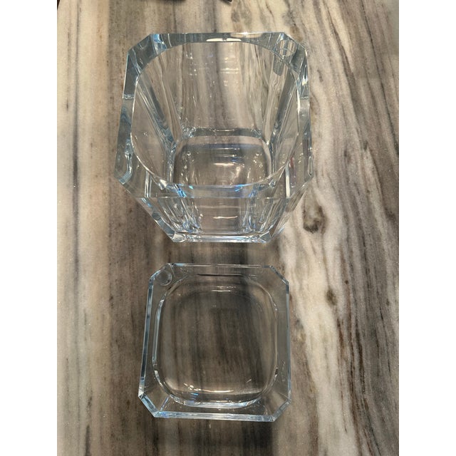 Fabulous mid century lucite swing top ice bucket -the facets mimic an ice cube -every MCM bar needs one of these !!