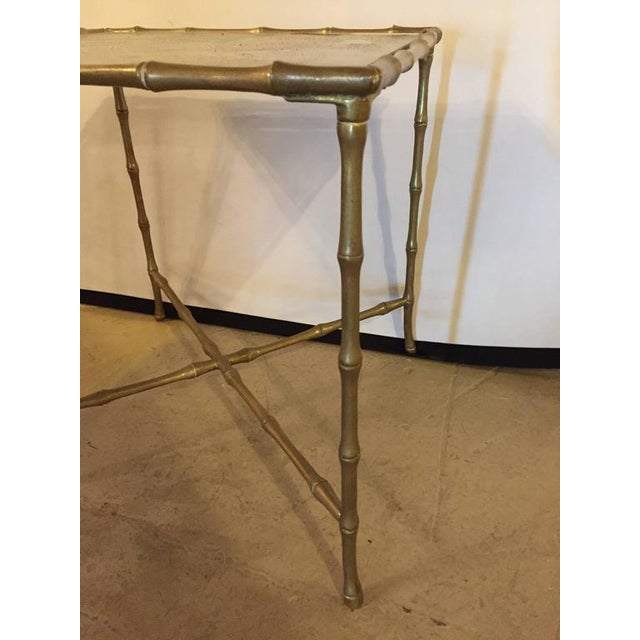 Hollywood Regency Gilt Bronze Faux Bamboo End Table with ...