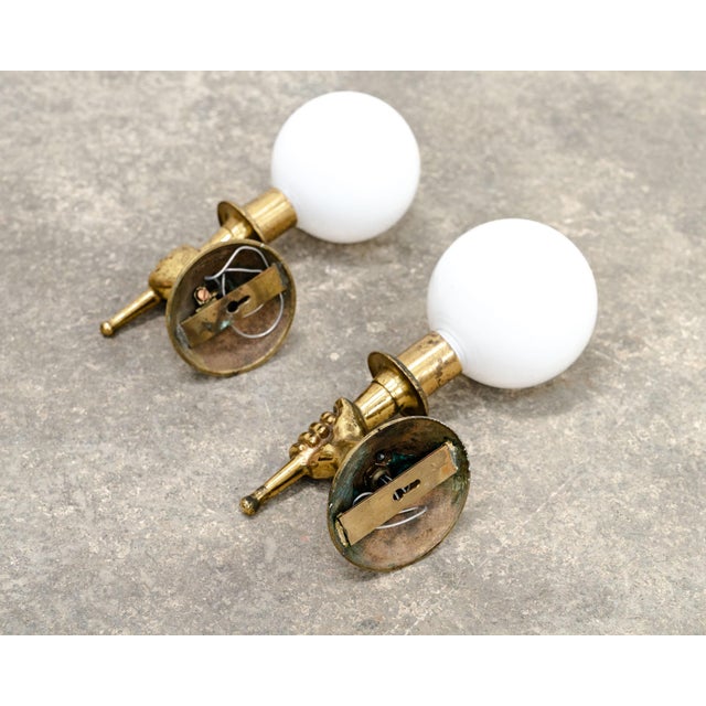Metal Vintage Brass Wall Sconces from Maison Jansen, 1950s, Set of 2 For Sale - Image 7 of 9