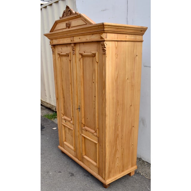 Pine Two Door Armoire With Removable Cartouche For Sale - Image 10 of 12