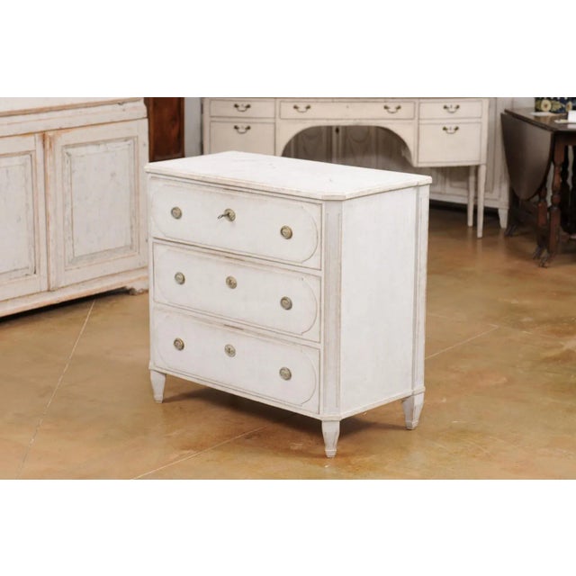 Swedish Gustavian Style 19th Century Three-Drawer Chest with Marbleized Top For Sale - Image 4 of 12