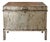 Antique Industrial Steel Trunk Chest on Stand With Aged Patina For Sale