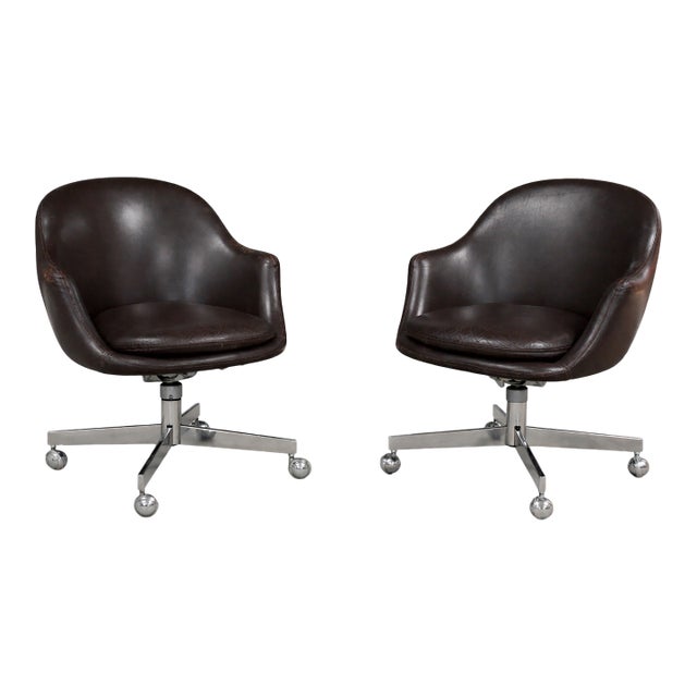 1970s One Leather Office Desk Chair by Harvey Probber For Sale