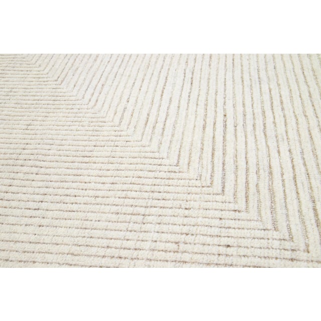 Contemporary Moroccan Style Beige Wool Rug With Geometric Motif For Sale In New York - Image 6 of 8
