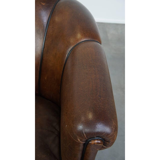 Brown Dark Sheep Leather Club Chair For Sale - Image 8 of 13