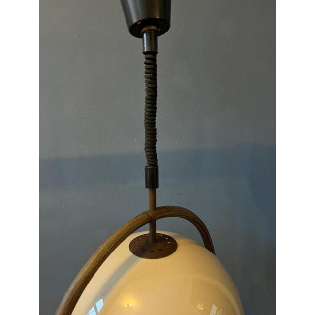 Beige Mid-Century Space Age Bamboo Mushroom Pendant Lamp from Dijkstra For Sale - Image 8 of 11