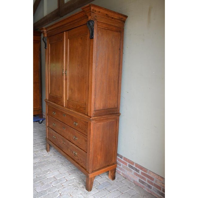 Wood Antique Dutch Oak Cabinet, 19th Century For Sale - Image 7 of 10