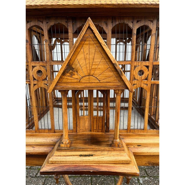 Large Wooden Bird Cage on Stand, 1900s For Sale - Image 18 of 18