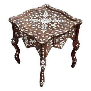 Antique Levantine Mother-of-Pearl Inlay Side Table With Drawer For Sale