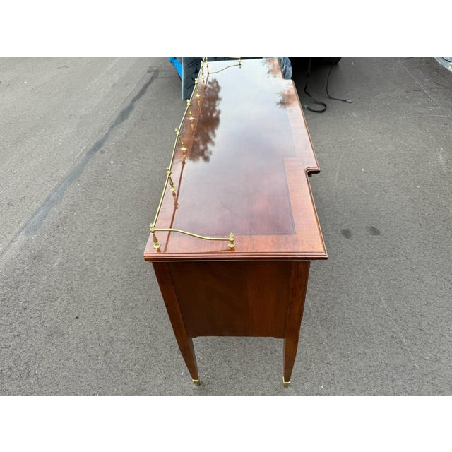 Vintage Federal Style Mahogany Sideboard / Server With Brass Gallery For Sale - Image 12 of 12