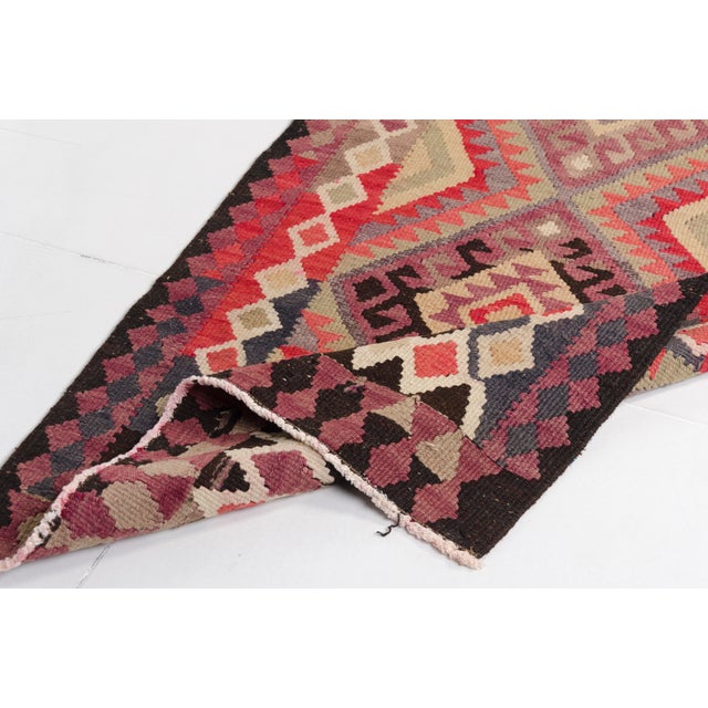 1950s Bold Geometric Medallion Kilim Runner For Sale - Image 4 of 10