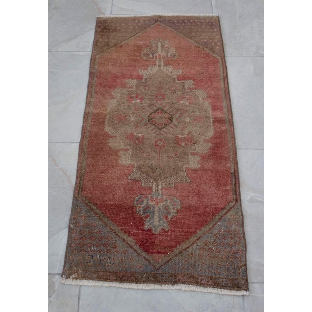 Front of Kitchen Sink Rug, Hand Made Bath Mat Muted Colors Small Rug -1′7″ × 3′4″ For Sale - Image 13 of 13