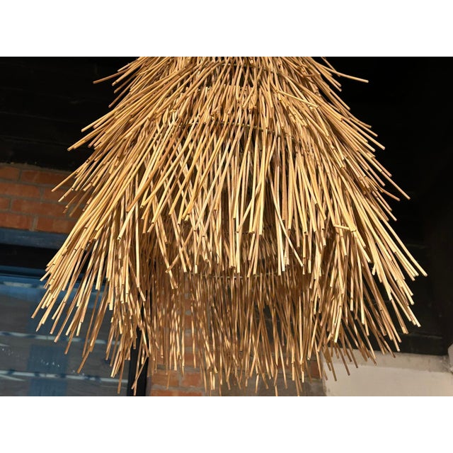 Pair of Conical Shaped French Rattan Pendant Lights For Sale - Image 11 of 13