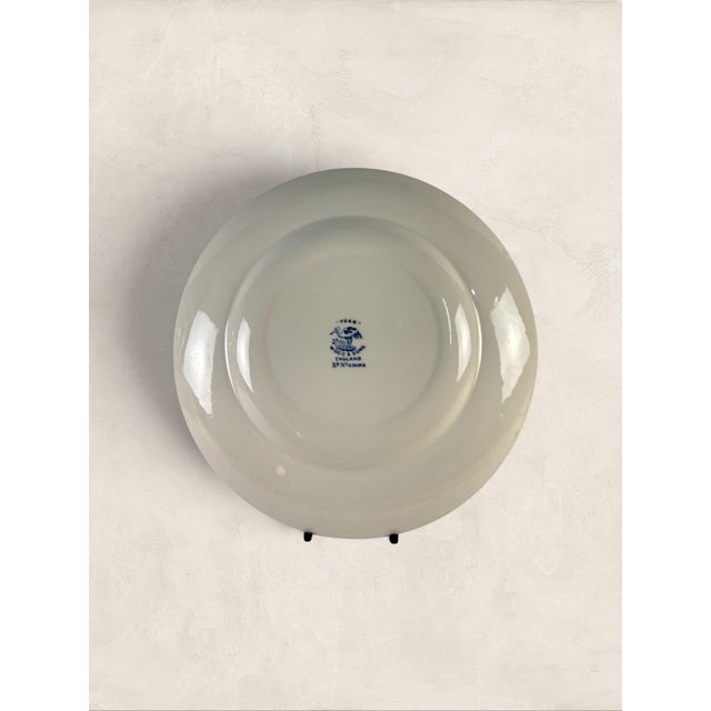Antique English Wood & Sons "Yuan" Blue & White Transferware Dinner Plates, Set of 5 For Sale - Image 9 of 16