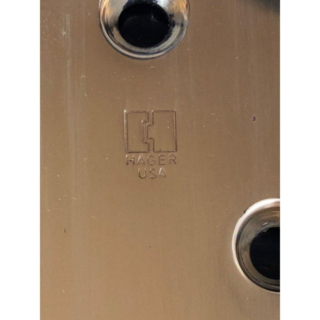 8” tip to tip 5” x 5” Heavy duty, this hinge weights almost 2 lbs itself Bras and has minor surface imperfections but...