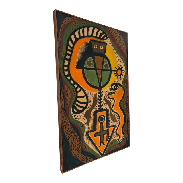 Signed Dated 1963 Walter Gaudnek Oil on Canvas Listed Artist All Labyrinth Elements For Sale