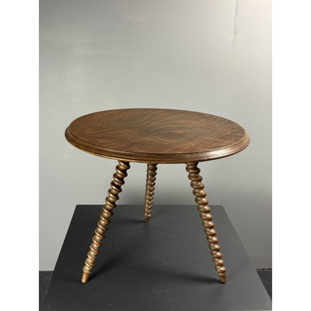 Mid-Century Modern French Wood Turned Barley Twist Side Table with Cork Screw Legs, 1950s For Sale - Image 13 of 18
