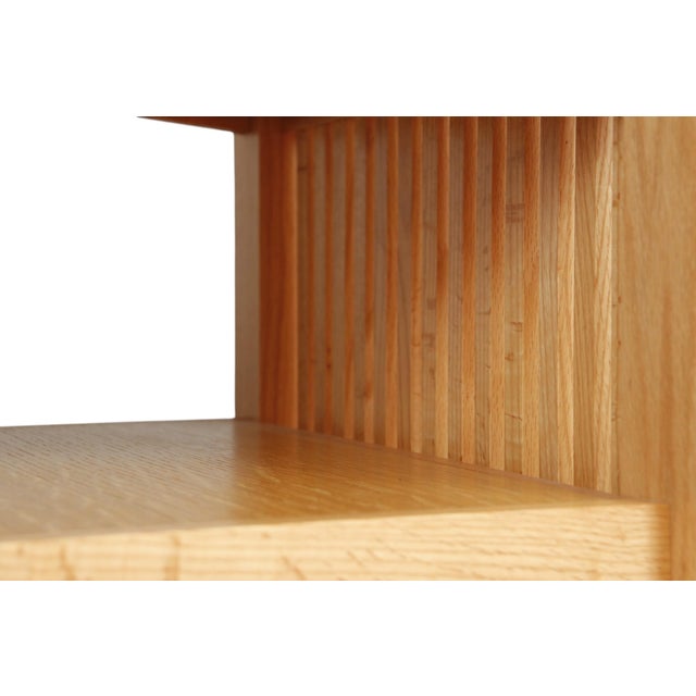 Brown Custom Oak and Marble Craftsman Bookcase For Sale - Image 8 of 10