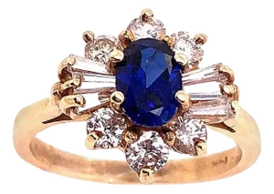 14 Karat Yellow Gold Sapphire Solitaire Ring With Diamond Accents