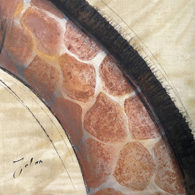 1930s Etiennette Johan, Giraffe, 1930s, Mixed-Media Painting on Canvas, Framed For Sale - Image 5 of 7