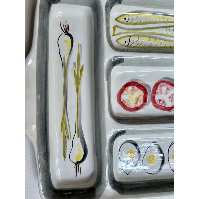 Mid 20th Century Italian Modern Hand Painted Handled Art Pottery Tray For Sale - Image 13 of 18