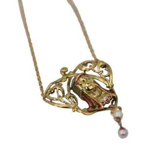 1940s Art Nouveau Egyptian Revival Enamel Necklace