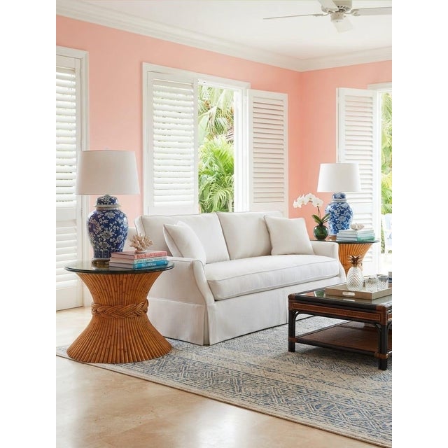 Chocolate Pair of Vintage Gabriella Crespi Style Pencil Reed & Rattan Hourglass Side Tables For Sale - Image 8 of 12