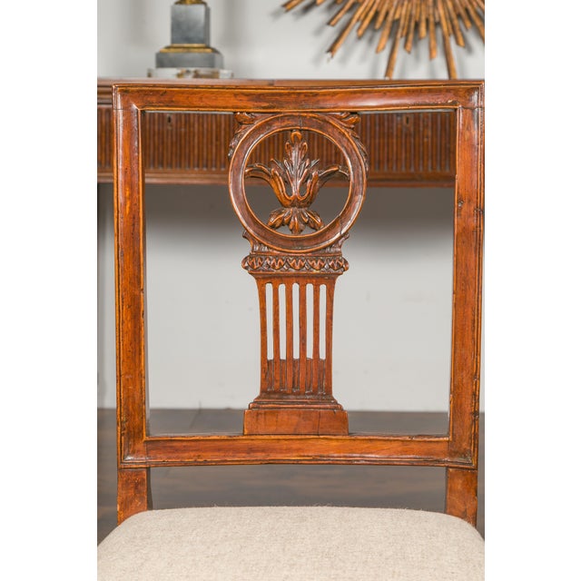 Set of Four Italian 1820s Neoclassical Dining Room Chairs with Carved Splats For Sale - Image 12 of 12