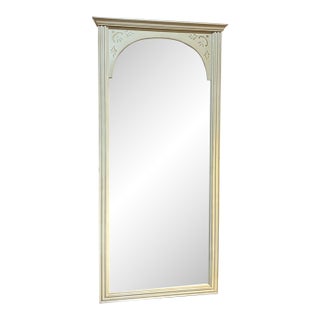 Bassett 1950s Ivory/Gold Stenciled Vertical Wall Mirror For Sale