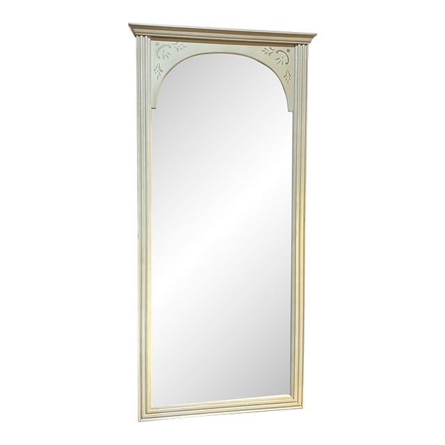 Bassett 1950s Ivory/Gold Stenciled Vertical Wall Mirror For Sale