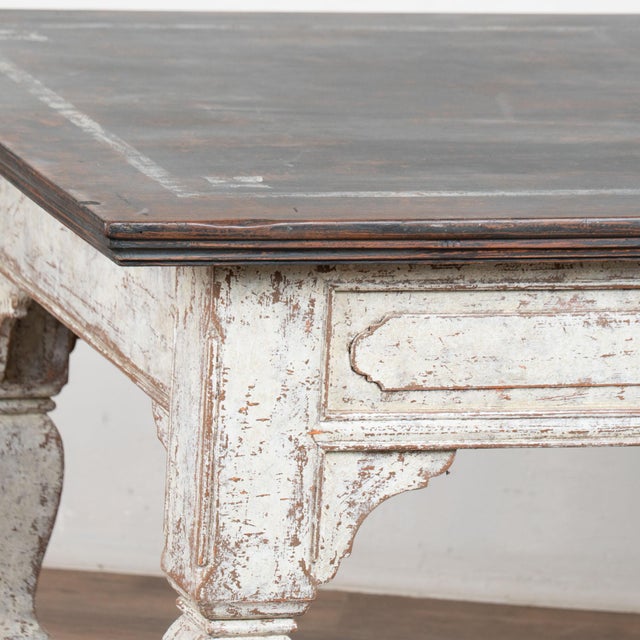 Wood 19th Century Danish Painted Baroque Library Writing Table Console For Sale - Image 7 of 18