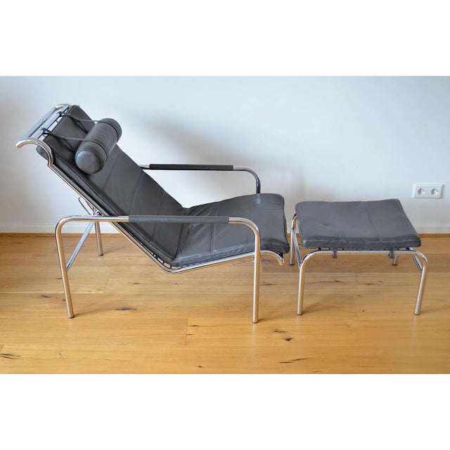 Bauhaus Set of Genni Lounge Chair & Ottoman by Gabriele Mucchi for Zanotta, 1980s For Sale - Image 3 of 12