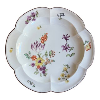 Antique 18th Century Vienna Porcelain Round Charger Platter With Floral Decoration For Sale