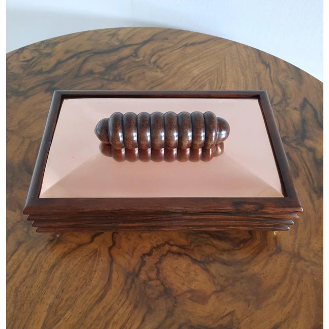 Art Deco Rosewood & Copper Box, 1930s For Sale - Image 3 of 15