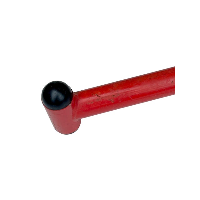 Vintage Memphis Style Red Metal Coat Rack | Postmodern Freestanding Hall Tree For Sale - Image 10 of 16
