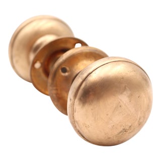 Vintage Classic Passage Brushed Brass Door Knob Set For Sale