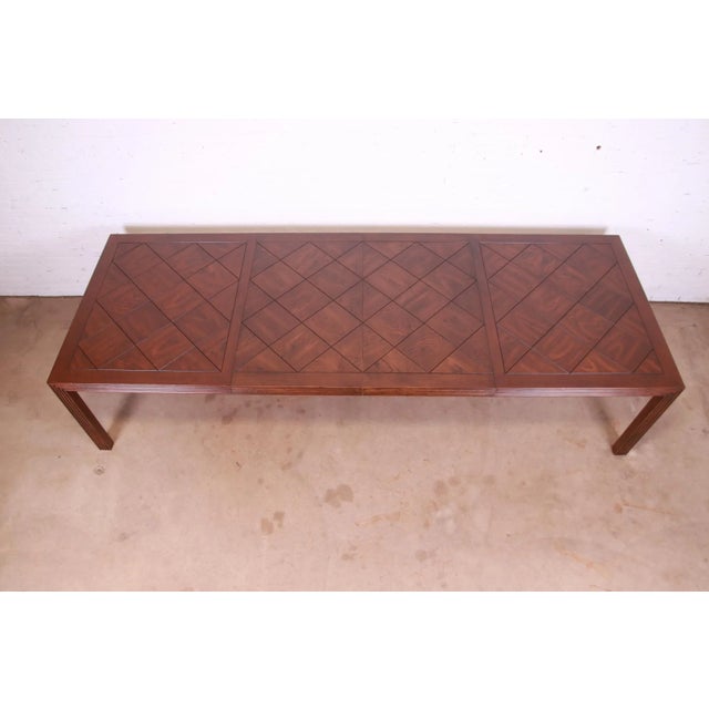 Henredon Mid-Century Modern Oak Parsons Extension Dining Table With Parquet Top For Sale In South Bend - Image 6 of 13