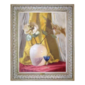 Large Vintage Mid Century Modernist Floral Still Life Painting by Joseph Allsworthy (1897-1991)