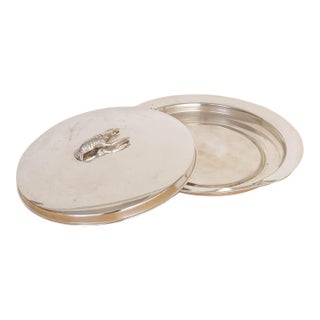 1940s Alpaca Silver Lobster Serving Tray With Lid, Spain For Sale